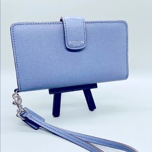 Blue Leather ID Wallet/Wristlet